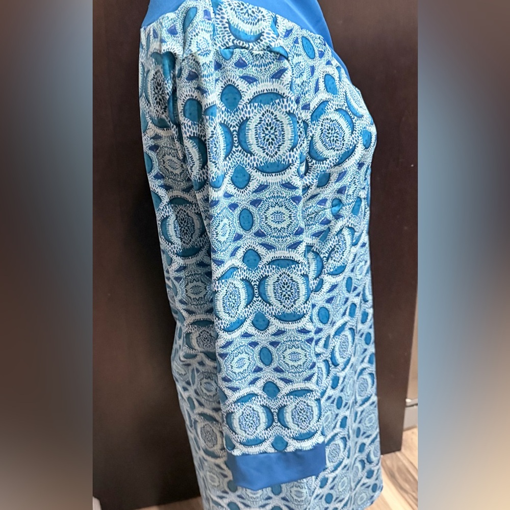 Cabana Life Teal and White Patterned Dress - Picture 3 of 6